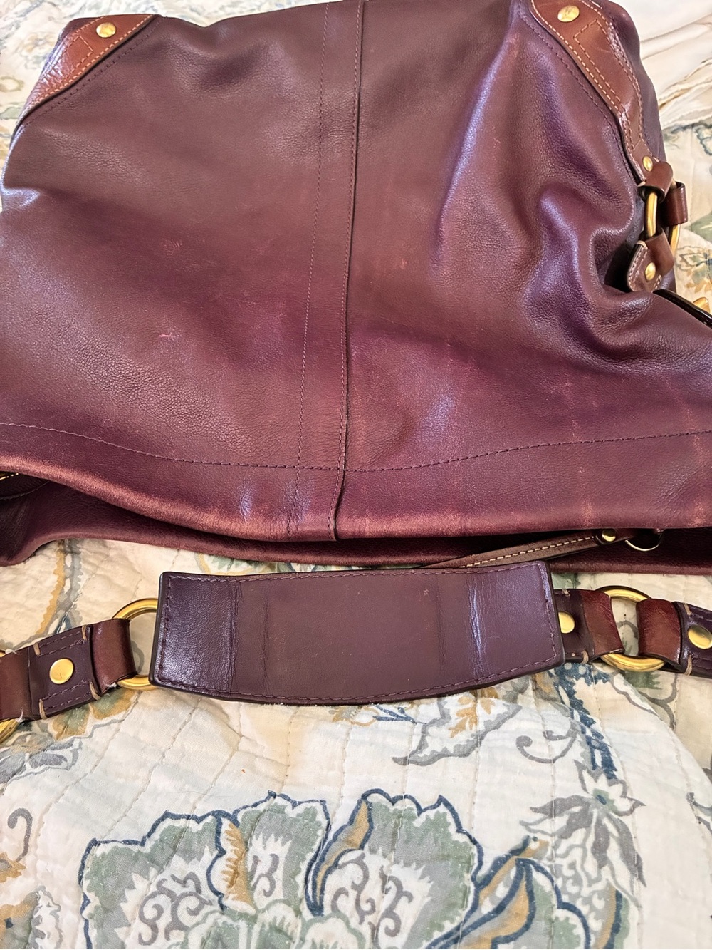 Authentic Coach Carly Y2K Maroon / Brown Leather Slouchy Hobo Shoulder Bag - Picture 8 of 9